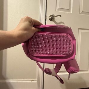 Pink Rhinestone Embellished Women's Belt Bag